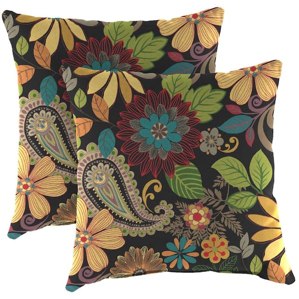 Jordan Manufacturing 18 in. L x 18 in. W x 4 in. T Outdoor Throw Pillow in Gaya Pizzaz (2-Pack)