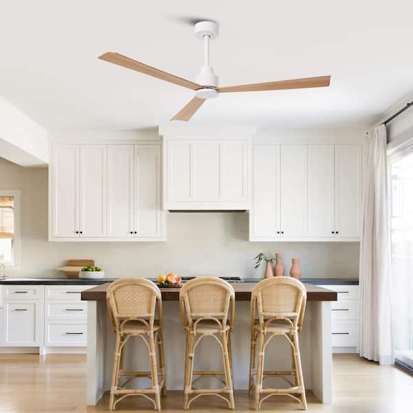 52 in. Indoor Modern Matt White Ceiling Fan with Remote Control and DC Reversible Motor