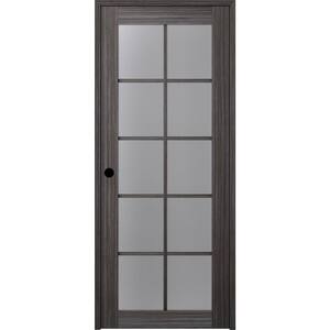 18 in. x 84 in. Paola Right-Hand Solid Core 10-Lite Frosted Glass Gray Oak Wood Composite Single Prehung Interior Door