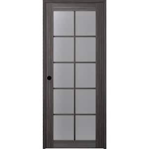 24 in. x 84 in. Paola Right-Hand Solid Core 10-Lite Frosted Glass Gray Oak Wood Composite Single Prehung Interior Door