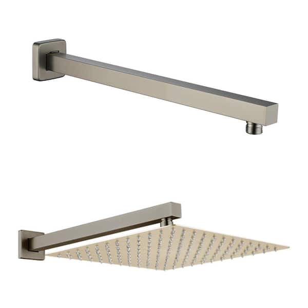 15.75 in. Stainless Steel Wall Mounted Square Shower Arm with Flange in Brushed Nickel