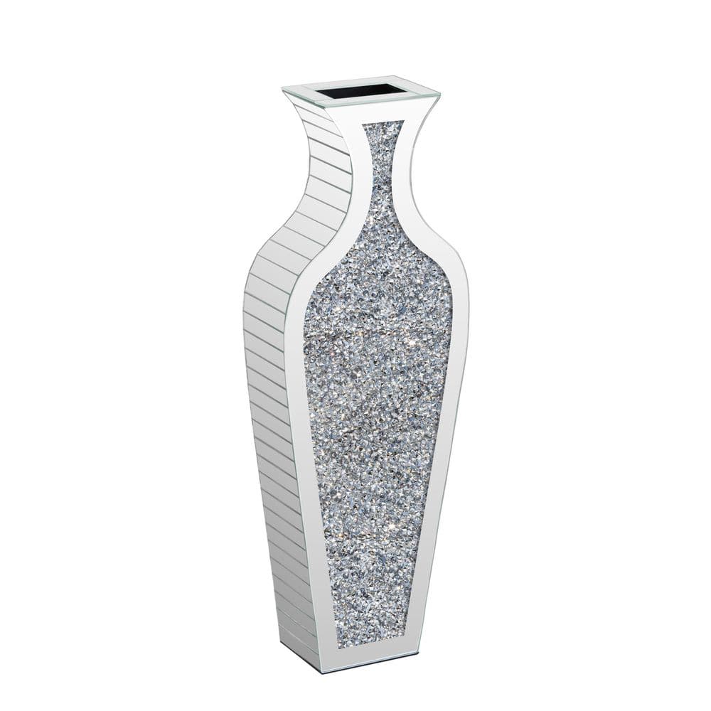 THKSHOUZ 28 in. Silver Glass Novelty Bottle Decorative Floor Vase
