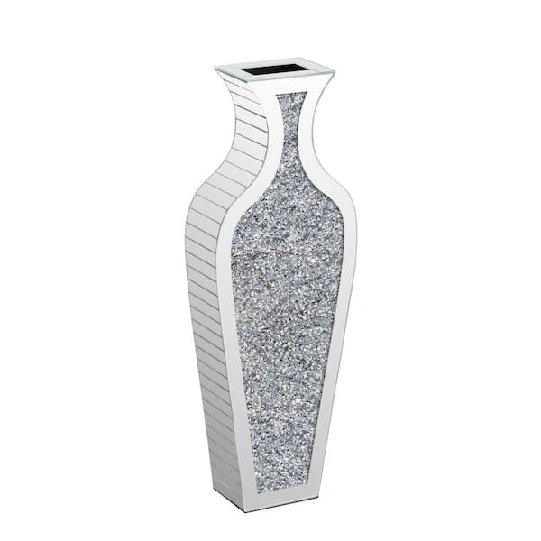 28 in. Silver Glass Novelty Bottle Decorative Floor Vase
