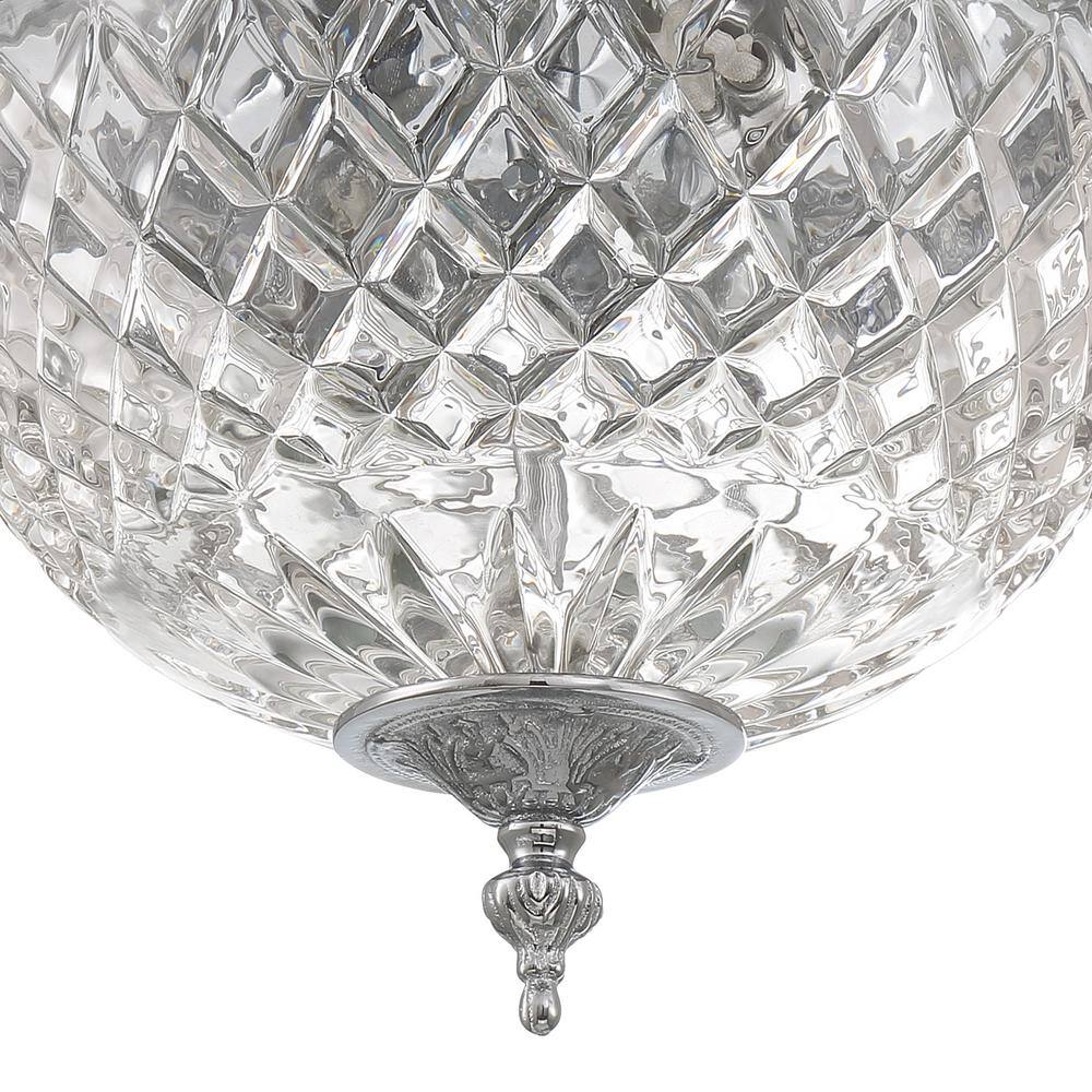 Chrome Crystal Bowl 2-Light Incandescent Flush Mount