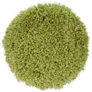 Shag Lime Green Shag 14 in. x 14 in. Round Throw Pillow