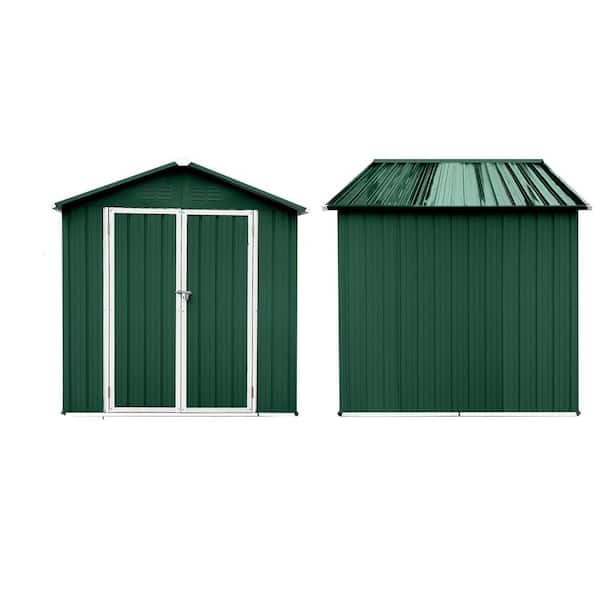 6 ft. W x 4 ft. D Outdoor Metal Garden Storage Shed in Green plus White with Rust-Resistant Design(24 sq. ft. )