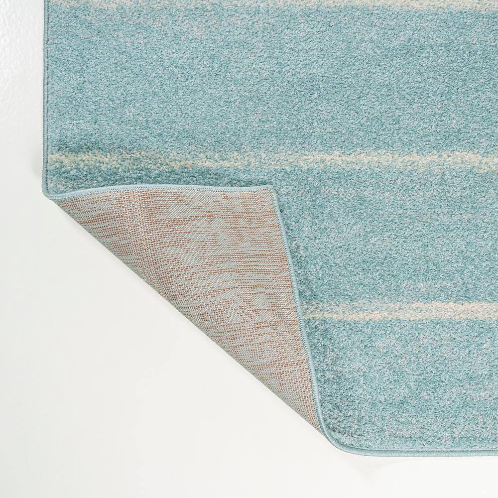 Turquoise and Cream Synthetic Stripe 3' x 5' Area Rug