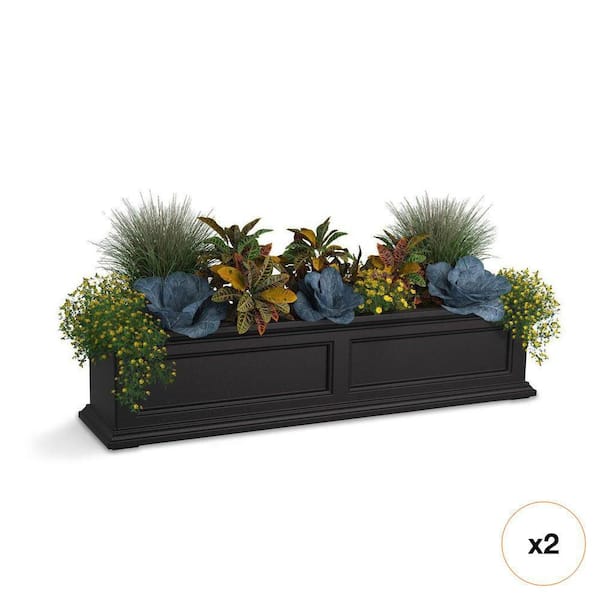 Fairfield 48 in. x 11 in. Self-Watering Black Polyethylene Window Box