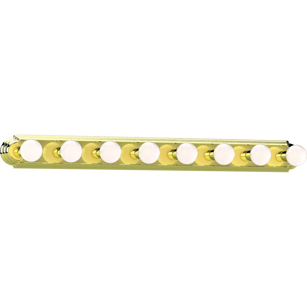 Polished Brass 8-Light Dimmable Vanity Bath Bar