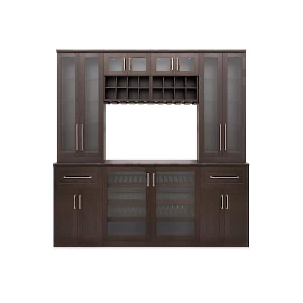NewAge Products Home Bar 21 in. Espresso Cabinet Set (8-Piece)