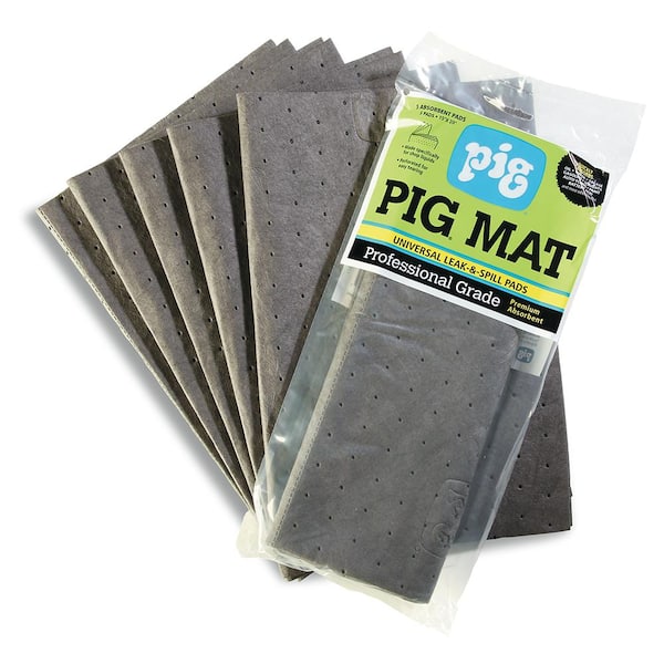 PIG 1.25ft W x 1.6ft L High Quality Polypropylene Perforated Universal Absorbent Flooring Mat Pad, 5-Pack