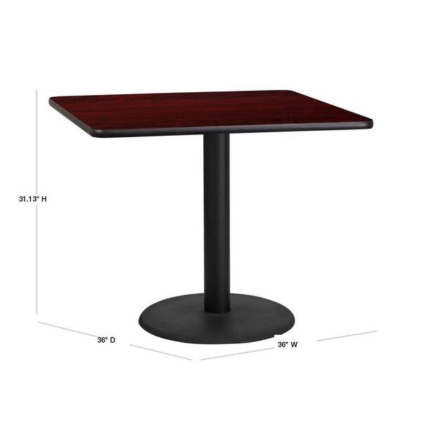 36" Round Restaurant Table with Black or Mahogany Laminate Top Table Height 