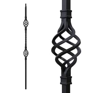 Stair Parts 44 in. x 1/2 in. Matte Black Double Basket Iron Baluster for Stair Remodel