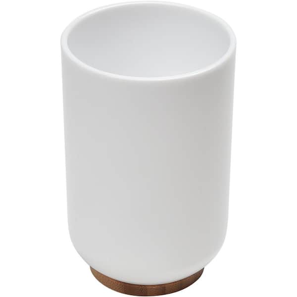 Vanity Bath Water Tumbler in Padang White and Bamboo Base