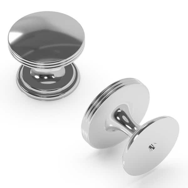 HICKORY HARDWARE American Diner Collection 1-3/8 in. Diameter Chrome Modern Round Cabinet Knob for Drawers and Doors (10-Pack)