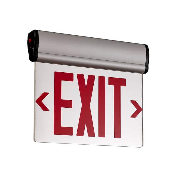 EKIEUDL Edge-Lit 120V LED Aluminum Emergency Light Red Exit Sign with Rotating Acrylic Panel for Businesses (1-Pack)