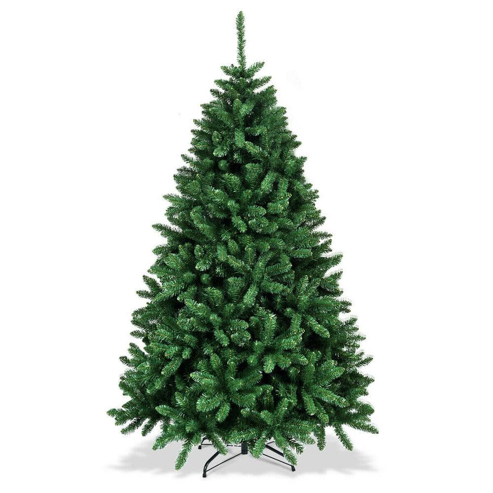 ANGELES HOME 6 ft. Green Unlit Hinged Artificial Christmas Tree with Solid Metal Stand