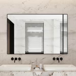 55 in. W x 36 in. H Large Rectangular Aluminum Alloy Framed Wall Mounted Bathroom Vanity Mirror in Black