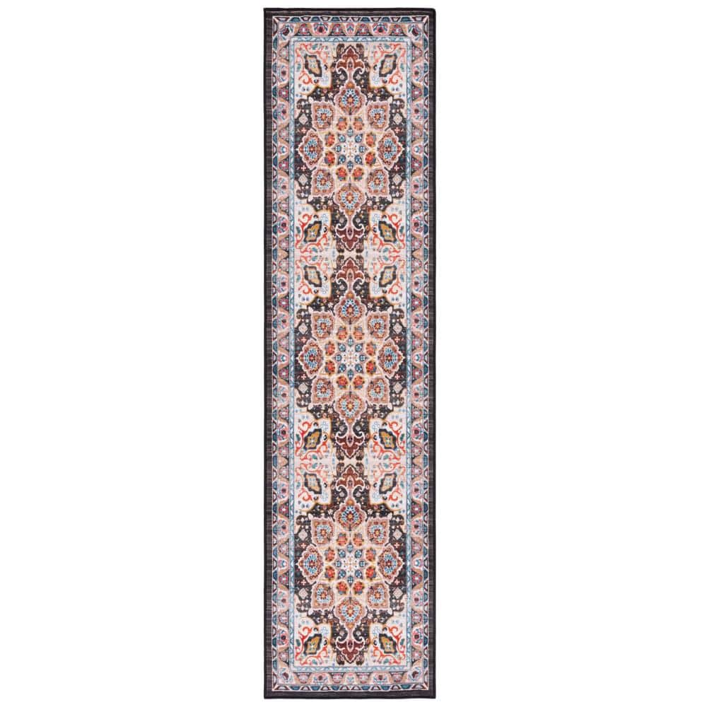 SAFAVIEH Riviera Beige/Charcoal 2 ft. x 9 ft. Machine Washable ...