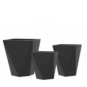 Tozey 24 in. Black Plastic Tall Square Planter (Set of 2) T