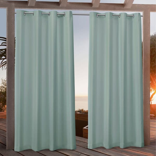 EXCLUSIVE HOME Canvas Spa Solid Light Filtering Grommet Top Indoor/Outdoor Curtain, 54 in. W x 108 in. L (Set of 2)