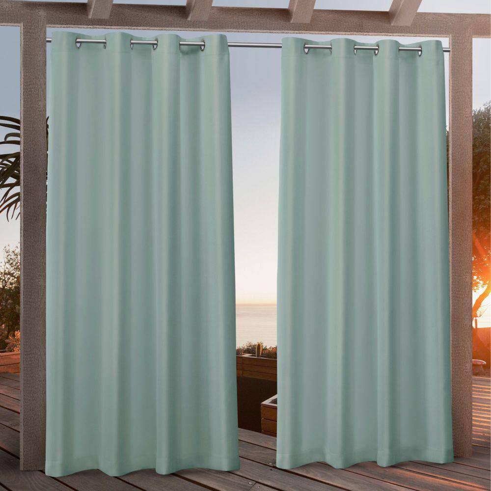 Spa Blue Polyester Light-Filtering Grommet Curtain Panels, Set of 2