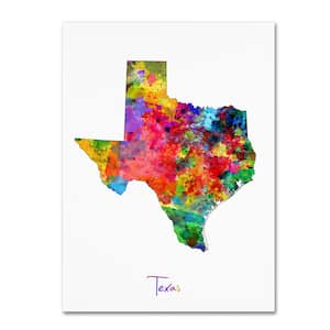 14 in. x 19 in. Texas Map by Michael Tompsett Floater Frame Travel Wall Art