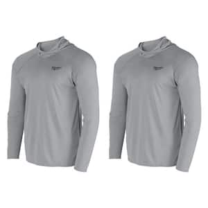 Men's X-Large Gray WORKSKIN Hooded Sun Shirt (2-Pack)