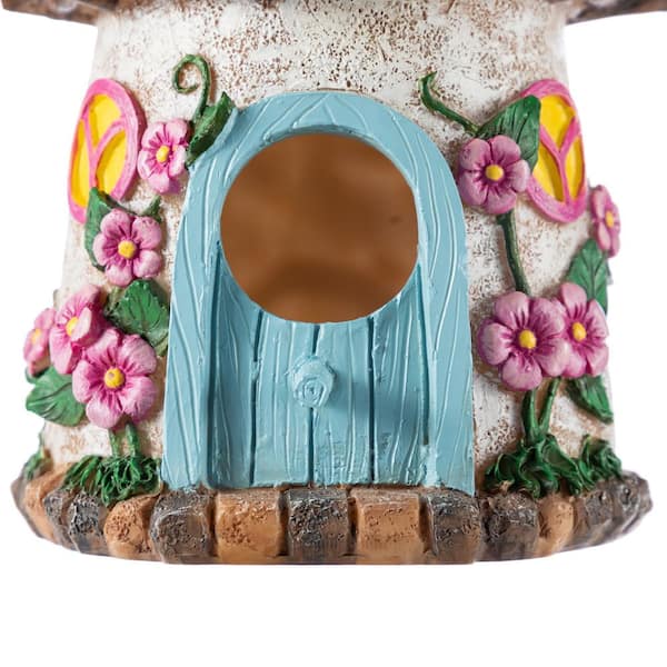 Glitzhome 9 in. H Resin Yellow Roof Outdoor Garden Birdhouse