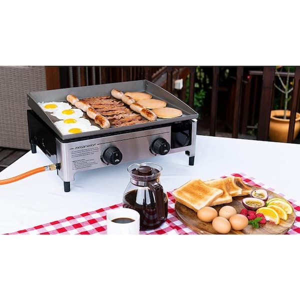 2 Burner Tabletop Propane Gas Grill Stainless Steel Outdoor BBQ Camping  Griddle