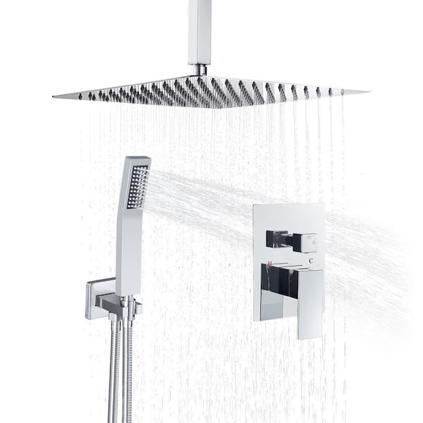 Single Handle 1-Spray 10 in. Ceiling Mount Shower Faucet 2.5 GPM with Pressure Balance in Chrome (Valve Included)