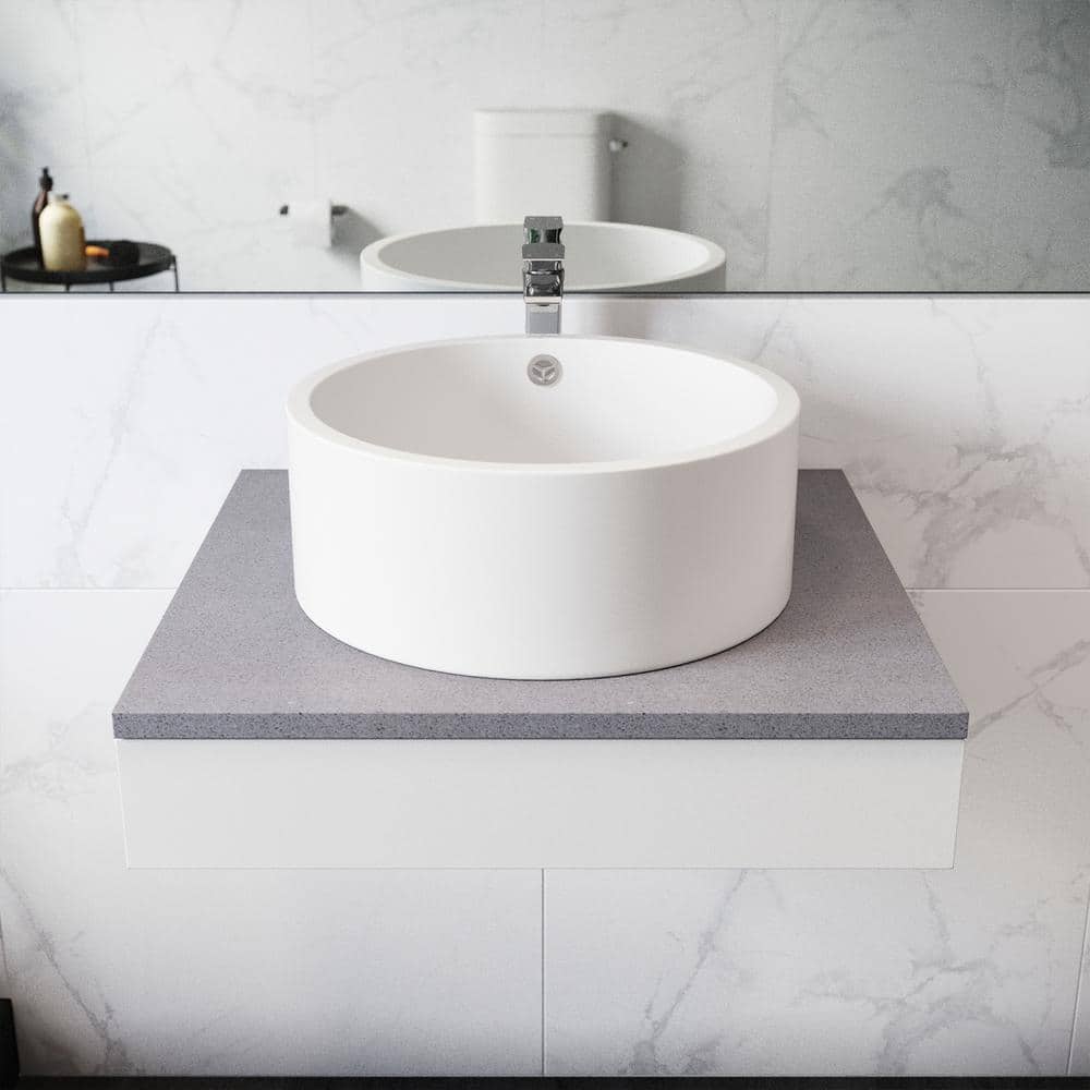 Monaco 16" White Ceramic Round Bathroom Vessel Sink