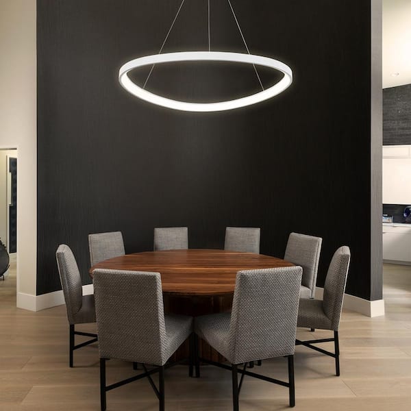 48-Watt 1-Light White Aluminum Dimmable Integrated LED Pendant Light