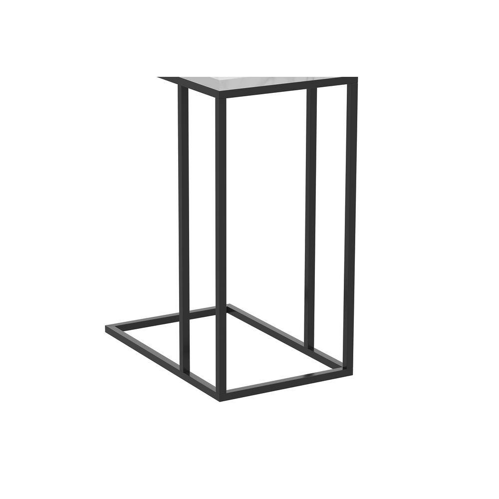 Sleek Modern Marble & Black Metal C-Shape Living Room Table