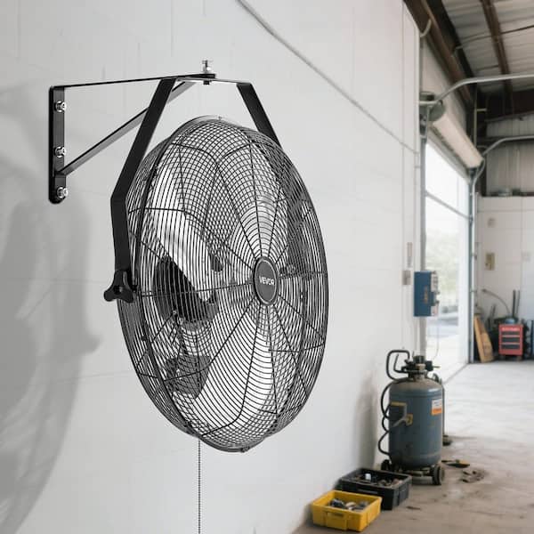 Industrial Wall Mount Fan, High Velocity 4650 CFM Indoor Fan with 3-Speeds, Black Garage Wall Fan 2025 Update