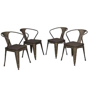 Loft 30.75 in. Rustic Gunmetal Dining Chair with Dark Elm Wood Tops (Set of 4)