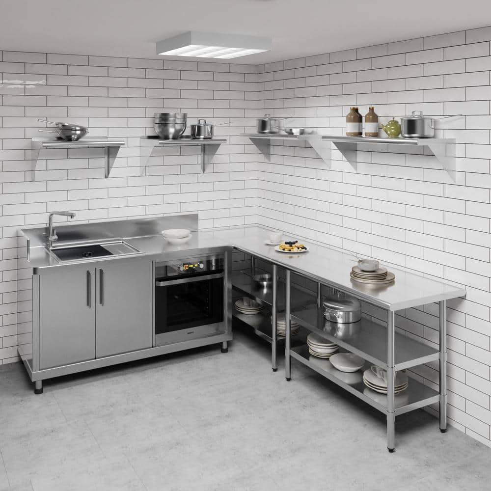 36" Stainless Steel Wall Shelf with Brackets