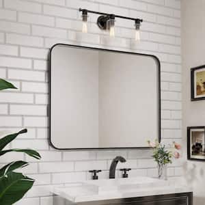 40 in. W x 32 in. H Rectangular Aluminum Framed Wall Bathroom Vanity Mirror in Black