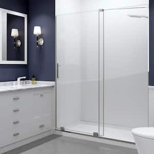 Longboat 60 in. W x 76 in. H Sliding Semi-Frameless Shower Door in Polished Chrome with Tsunami Guard