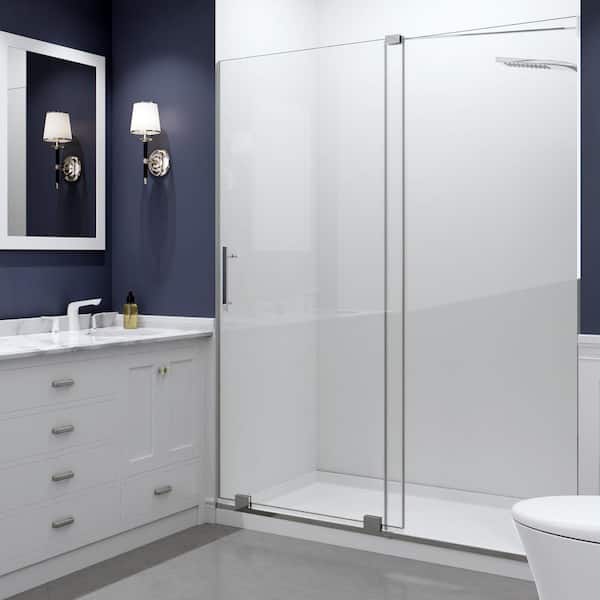 ANZZI Longboat Series 60 in. x 76 in. H Sliding Semi-Frameless Shower Door in Polished Chrome with Tsunami Guard Clear Glass
