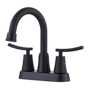 4 in. Centerset Double-Handle Bathroom Sink Faucet with Pop-Up Drain in Matte Black