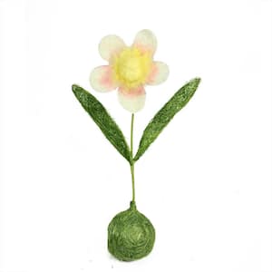 19" Green Yellow and Pink Spring Floral Table Top Decoration