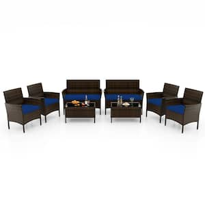 8-Piece Metal Patio Conversation Set with CushionGuard Navy