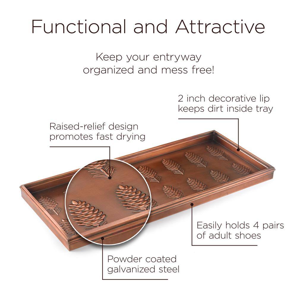 Elegant Copper Finish Pine Cone Design Multi-Purpose Metal Tray