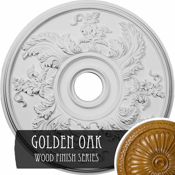 Ekena Millwork 1-7/8 in. x 23-5/8 in. x 23-5/8 in. Polyurethane Acanthus Twist Ceiling Medallion, Golden Oak
