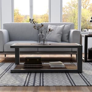 Xolo 47.25 in. Brown Rectangle Wood Coffee Table with 1-Shelf