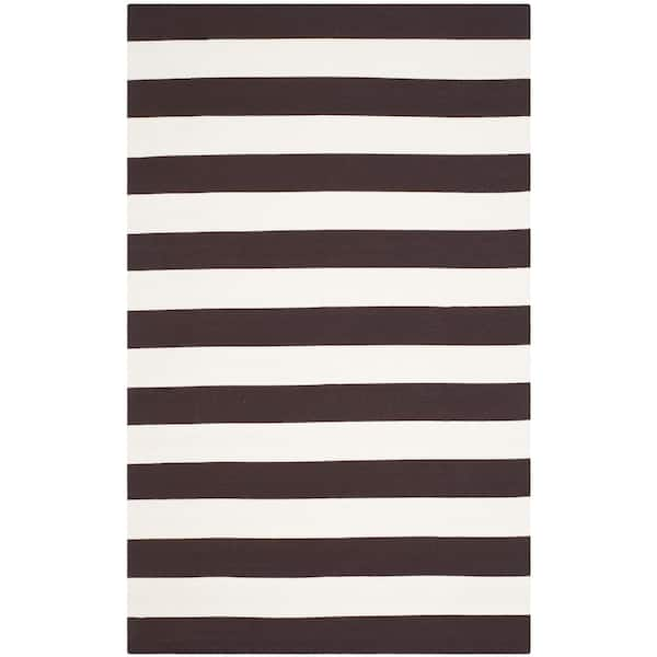 SAFAVIEH Montauk Chocolate/Ivory 5 ft. x 8 ft. Striped Area Rug