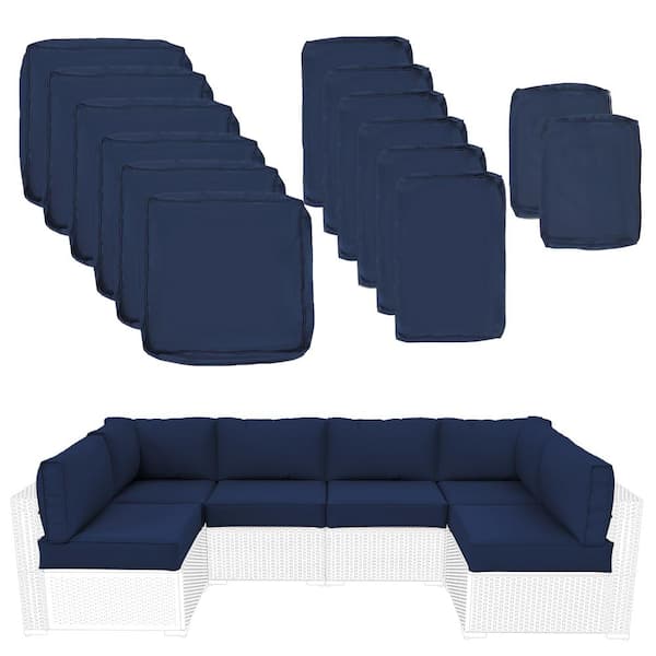Unbranded 26 in. x 26 in. x 4 in. (14-Piece) Deep Seating Outdoor Sectional Cushion Navy Blue, for Patio Furniture Replacement