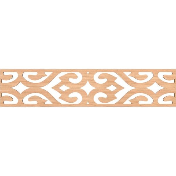 Ekena Millwork Keene Fretwork 0.25 in. D x 46.75 in. W x 10 in. L Hickory Wood Panel Moulding
