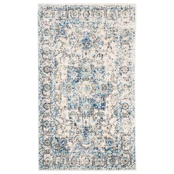 SAFAVIEH Madison Turquoise/Ivory Doormat 3 ft. x 5 ft. Geometric Area Rug